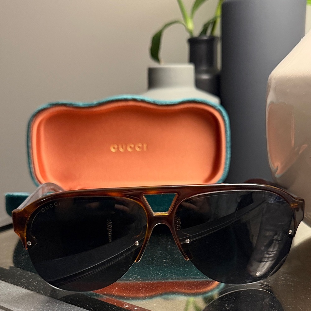 Gucci Tortoiseshell Sunglasses with Dark Lenses